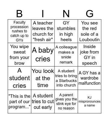 Graduation 2016 Bingo Card
