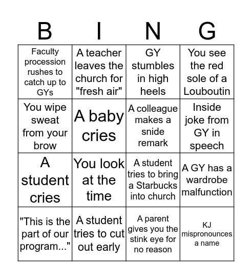 Graduation 2016 Bingo Card