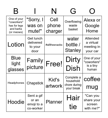 #RemoteLife Bingo Card