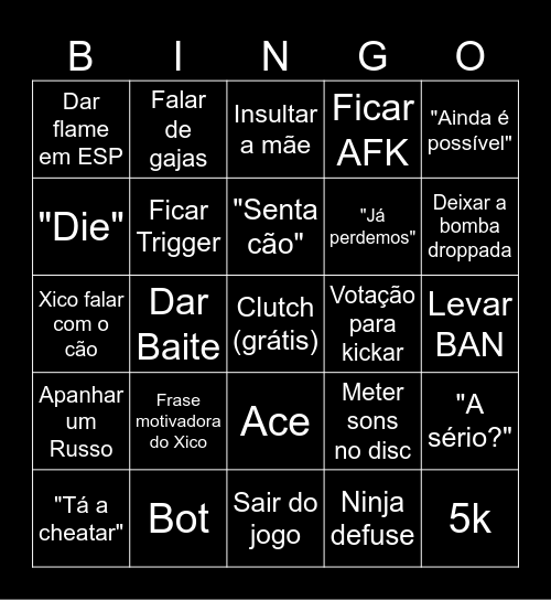 Bingo do CS Bingo Card