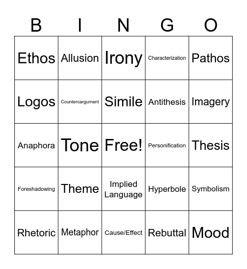 EOC BingoIrony Bingo Card