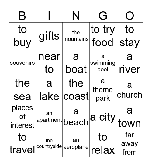 Las vacaciones Bingo Card