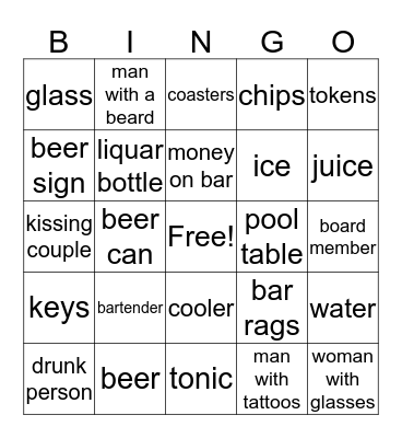 BAR BINGO Card