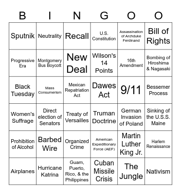 STAAR Review Bingo Card