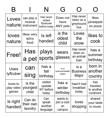 Find someone who... Bingo Card