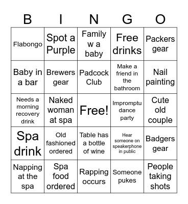 Girl's Weekend BINGO Card
