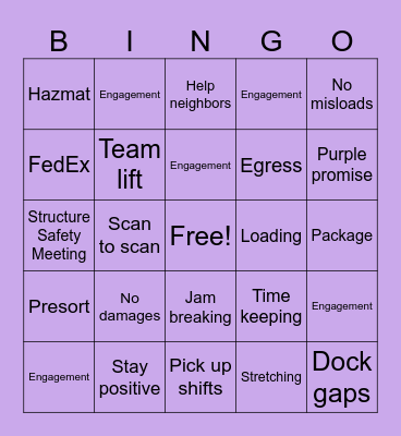 FedEx Bingo Card