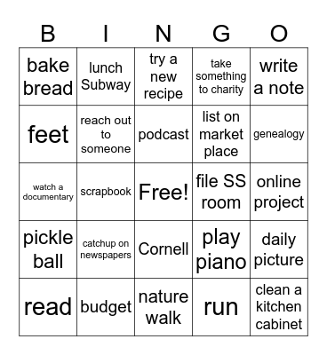 April Bingo Card