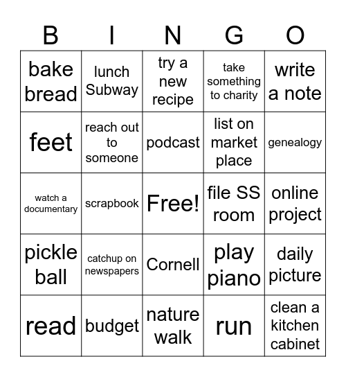 April Bingo Card