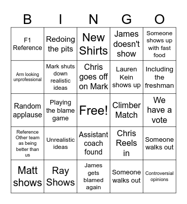 Robotics Board Bingo Card