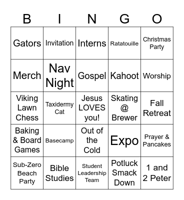 Year End Party Bingo Card