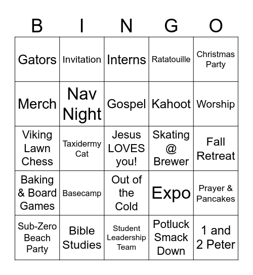 Year End Party Bingo Card