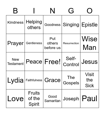 Bible Bingo Card