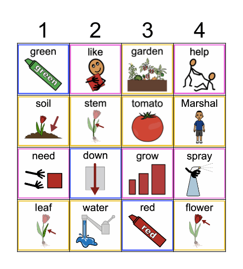 Grow Garden Grow Bingo Card