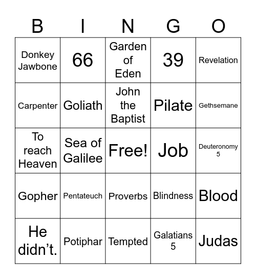 Bible Trivia Bingo! Bingo Card
