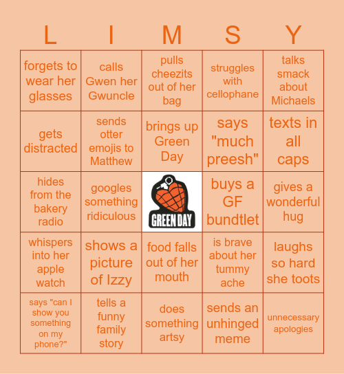 Lindsey Bingo Card