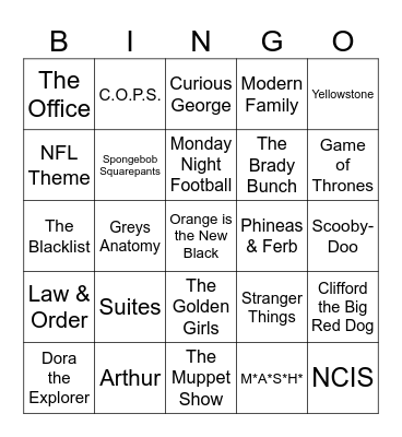 TV Show Bingo Card