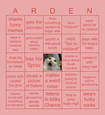 Shnaarden Bingo Card