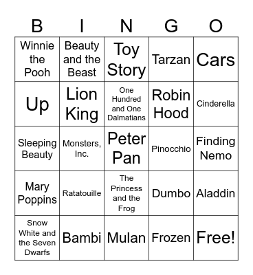 Notable Disney Quotables Bingo Card