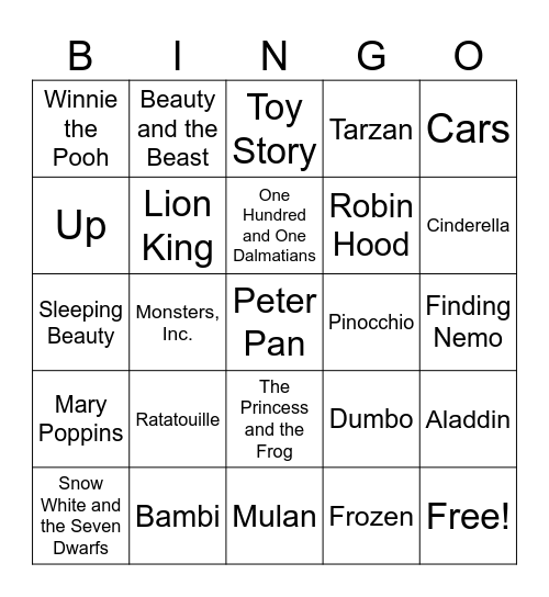 Notable Disney Quotables Bingo Card