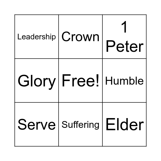 1 Peter 5:1-5 Bingo Card