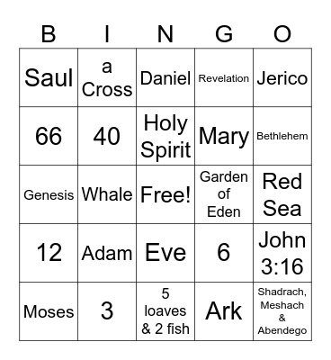 Bible Bingo Card