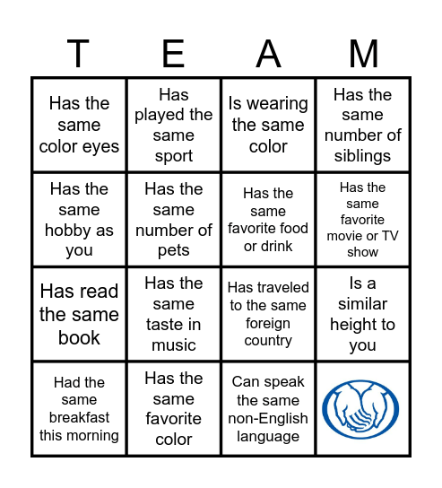 Find Someone Who.... Bingo Card