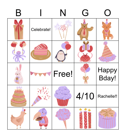 Rachelle's Birthday Bingo! Bingo Card