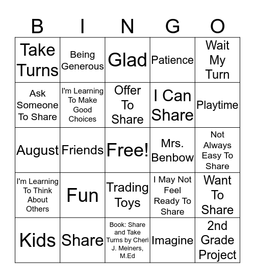 August's Bingo Card