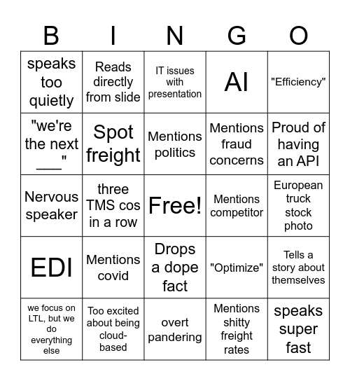 TIA MEDIA DAY BINGO Card
