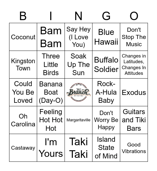 Tropical Music Bingo Card