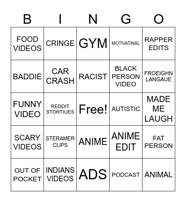 IG REELS BINGO Card