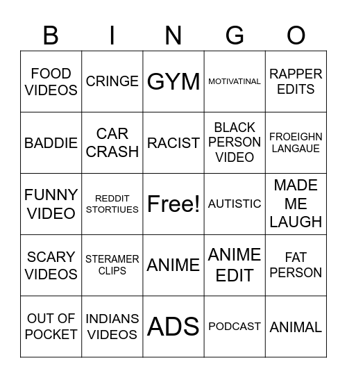 IG REELS BINGO Card