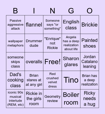 My So-Called Bingo 5 Bingo Card