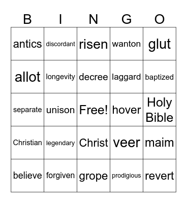 Vocab Bingo Card