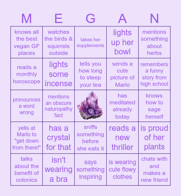 Megan Bingo Card