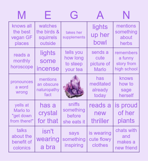 Megan Bingo Card