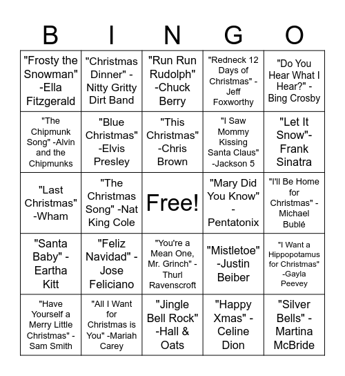 Christmas classics  Bingo Card