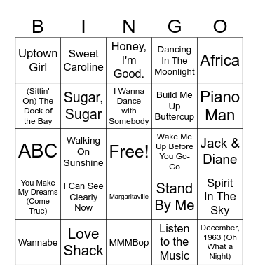 Classic 80s Bingo Card