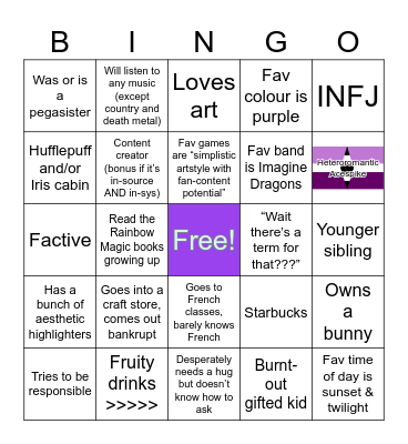 How similar to our headmate(🌺) are you? Bingo Card
