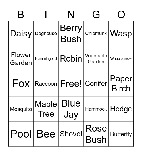 Backyard Biodiversity Bingo!Ch Bingo Card