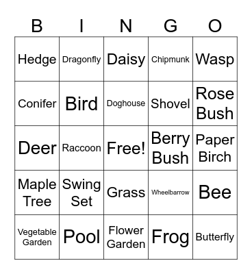 Backyard Biodiversity Bingo!Ch Bingo Card