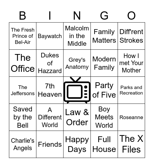 TV Theme song BINGO Card