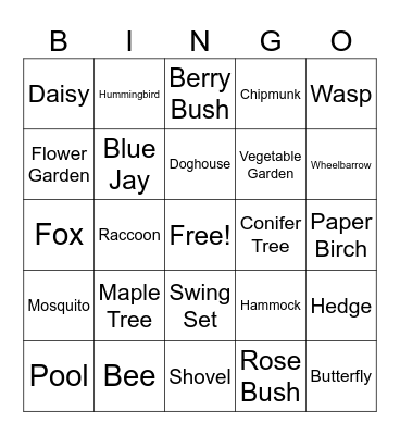 Backyard Biodiversity Bingo!Ch Bingo Card