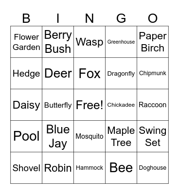 Backyard Biodiversity Bingo! Bingo Card