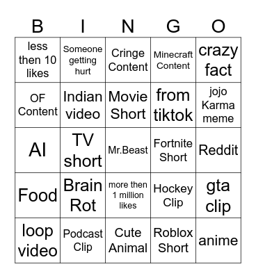 Untitled Bingo Card