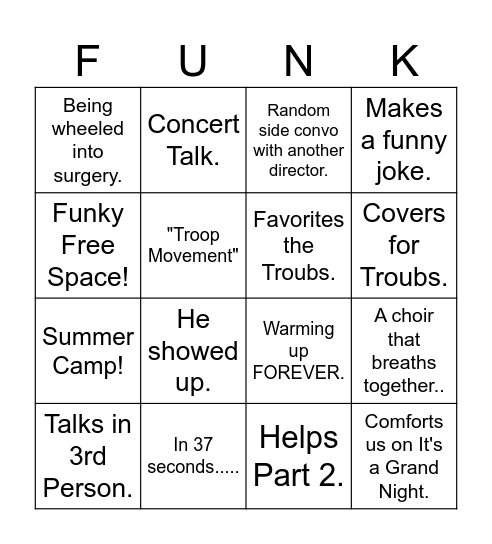 Funky Bingo Card