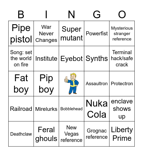 Fallout series Bingo Card