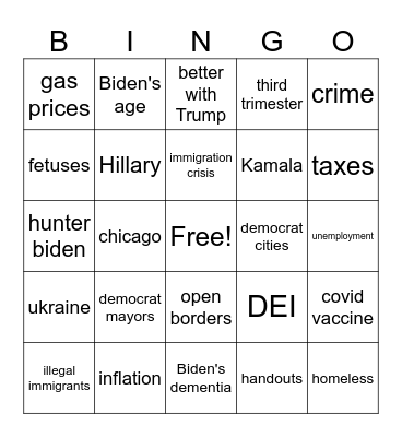 Claymation Bingo Card