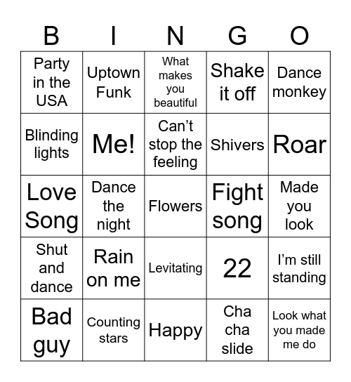 Music Bingo! Bingo Card